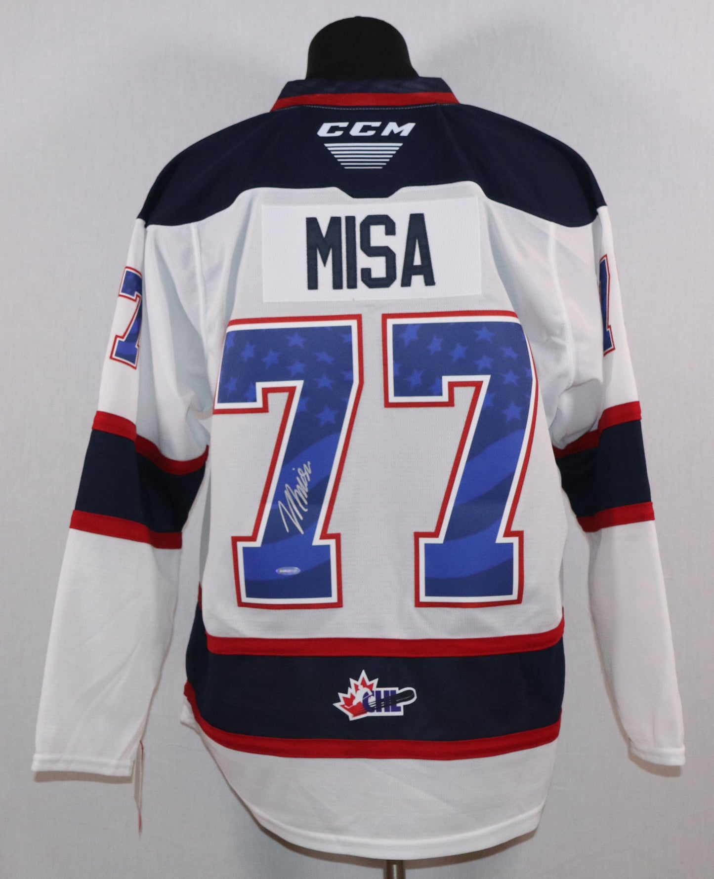 Michael Misa gilet autographié du Spirit de Saginaw de la OHL certifié Upper Deck Authenticated