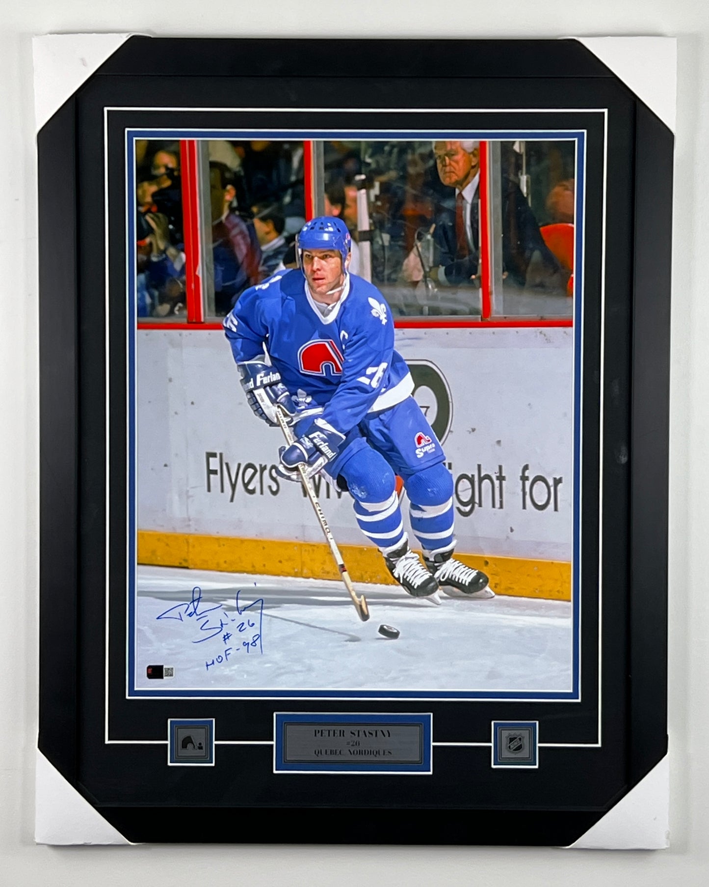 Peter Stastny photo 16x20 autographed and framed inscribed HOF 98 (Quebec Nordiques)