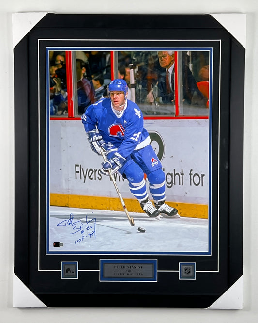 Peter Stastny photo 16x20 autographed and framed inscribed HOF 98 (Quebec Nordiques)