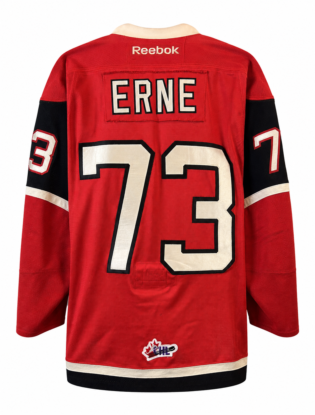 Adam Erne game-used jersey from the Quebec Remparts (QMJHL) 2012-2013 season