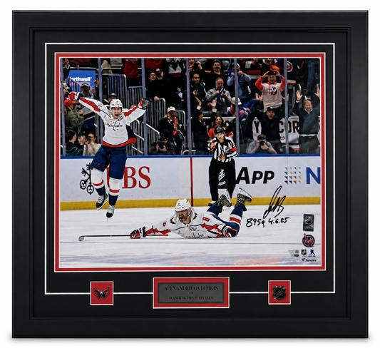 Framed 16x20 photo of Alexander Ovechkin commemorating his 895th goal, with inscription