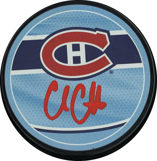 Cole Caufield Autographed Reverse Retro NHL Puck Montreal Canadiens
