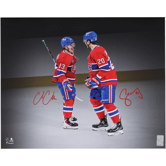 Cole Caufield and Juraj Slafkovsky autographed and certified 16x20 photo