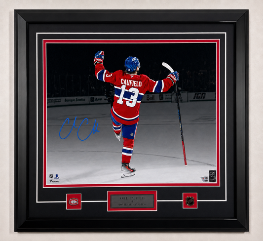 Cole Caufield 16x20 framed and Fanatics certified photo (celebrating a goal with his #13)