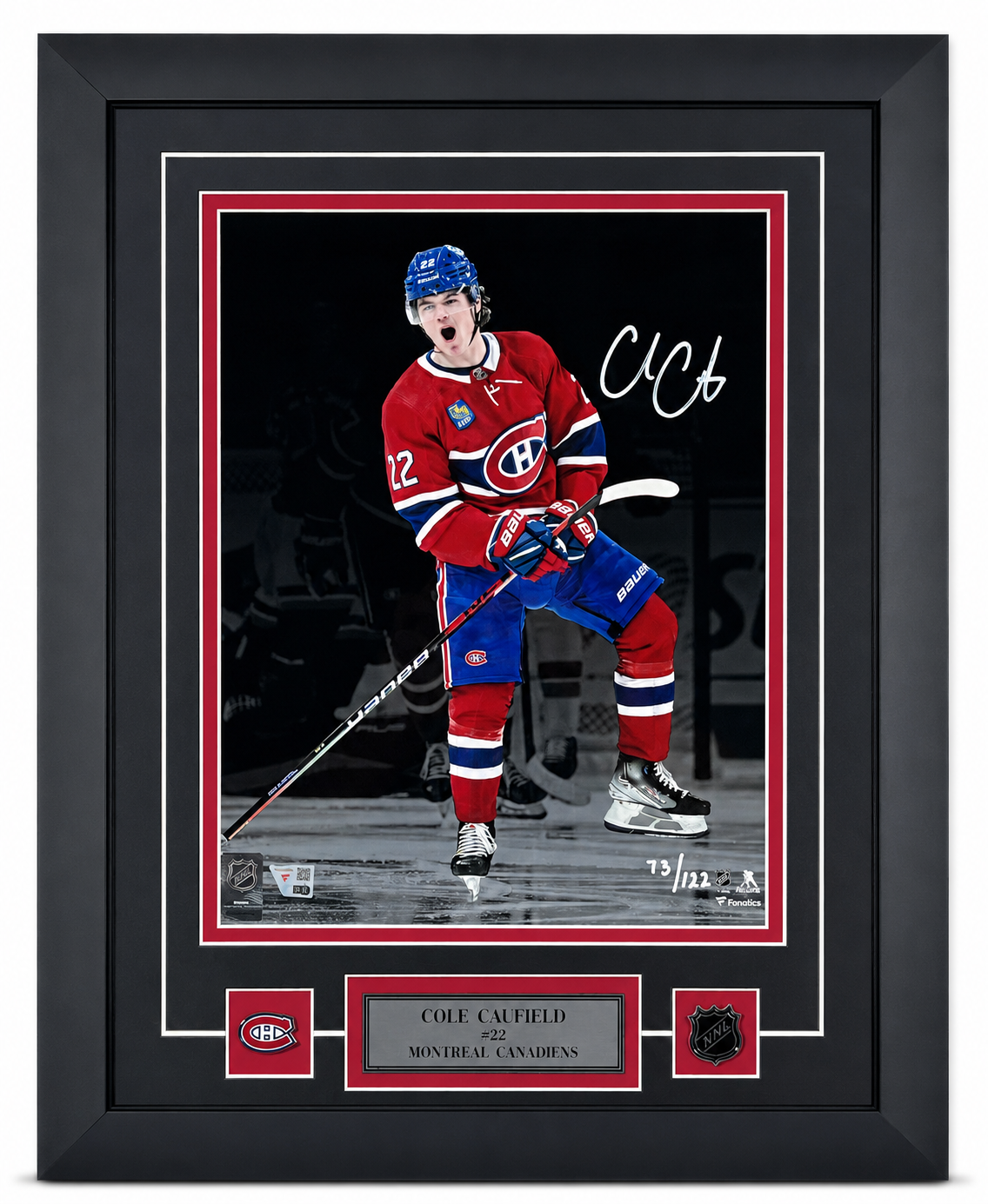 Cole Caufield autographed framed photo 11x14 Montreal Canadiens #/120