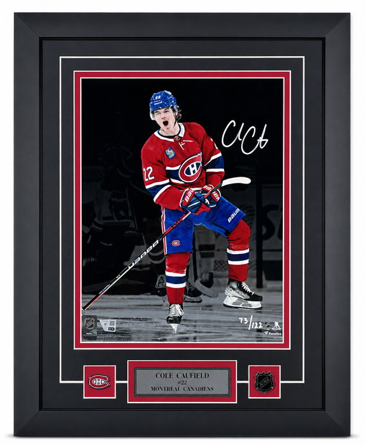 Cole Caufield autographed framed photo 11x14 Montreal Canadiens #/120