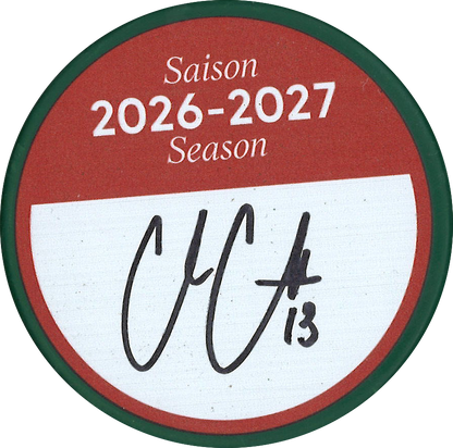 Cole Caufield rondelle DU TOURNOI DE GOLF 26-27 autographiée et certifiée