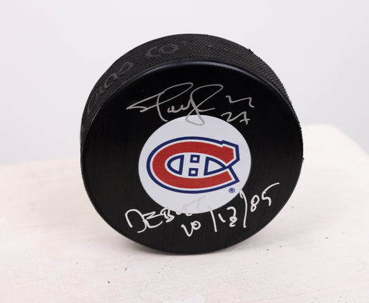 Shayne Corson rondelle autographiée avec inscription DUBUT 10/12/85