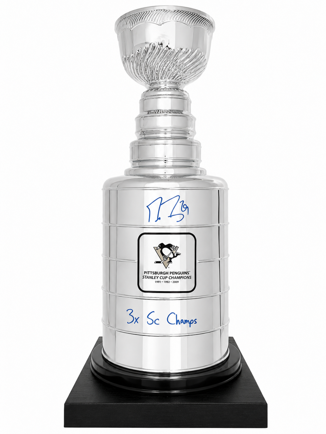 Marc-Andre Fleury autographed 25-inch Stanley Cup with inscriptions
