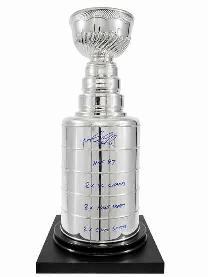 Mario Lemieux autographed 25" Stanley Cup with multiple inscriptions