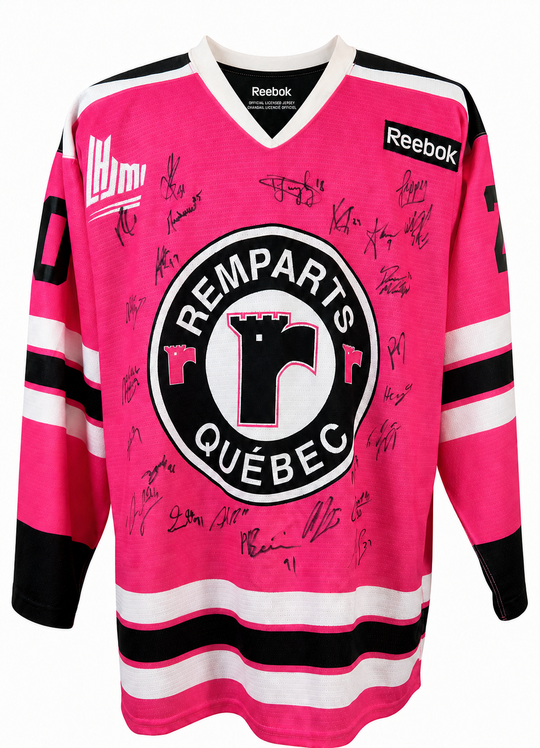 Duncan MacIntyre game-used jersey from the Quebec Remparts and signed by the 2013-2014 team