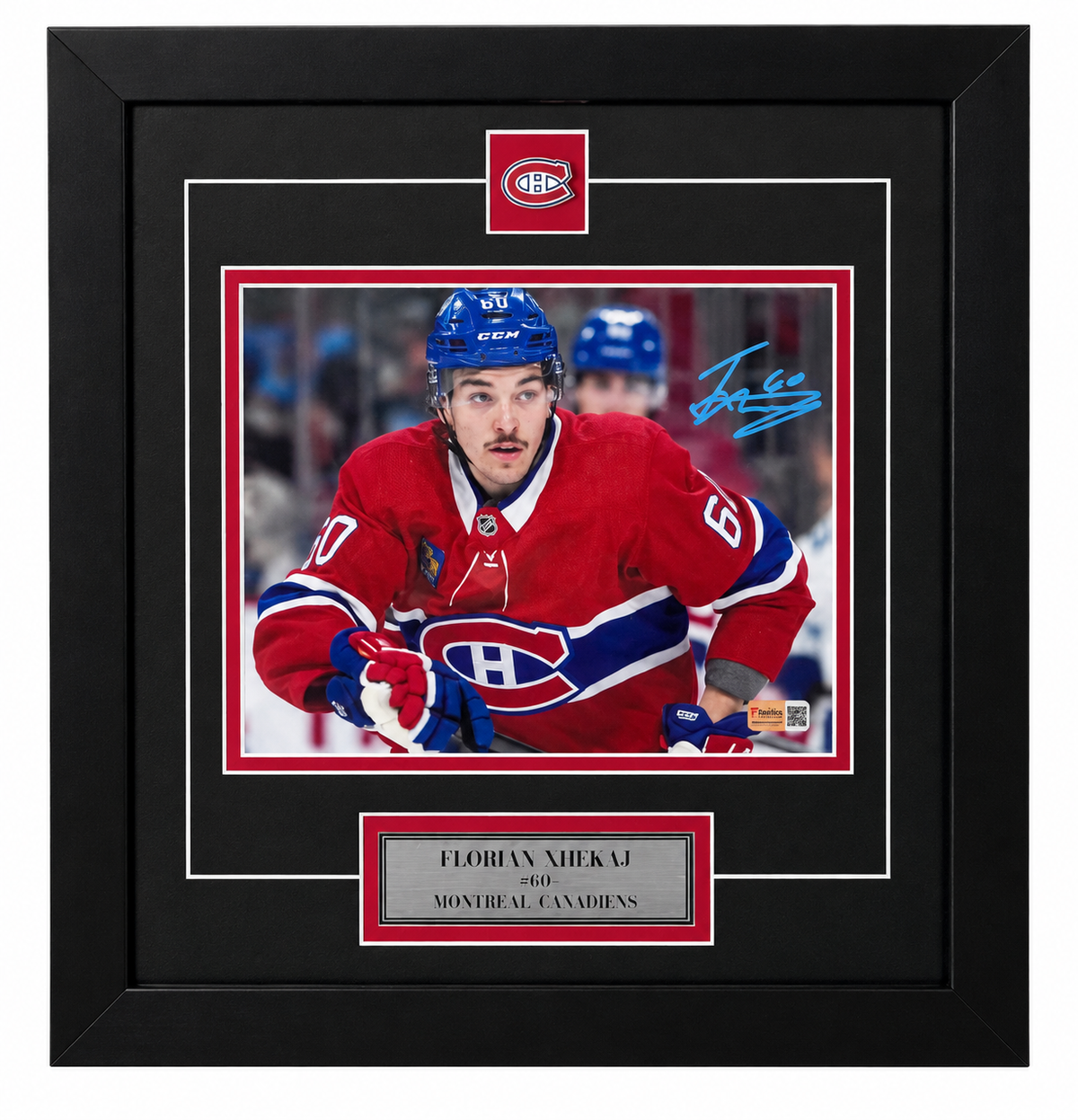 Florian Xhekaj photo 8x10 encadrée et autographiée du Canadiens de Montréal