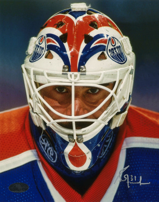 Grant Fuhr  photo 8x10 autographiée Oilers d’Edmonton (Mask)