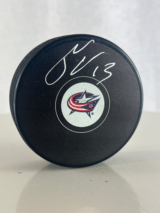 Johnny Gaudreau rondelle autographiée Blue Jackets de Columbus certifiée Fanatics