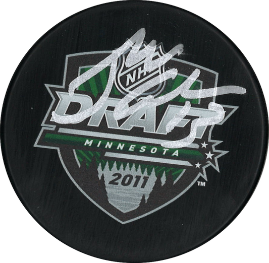 Johnny Gaudreau rondelle autographiée du Repêchage 2016 par les Flames de Calgary