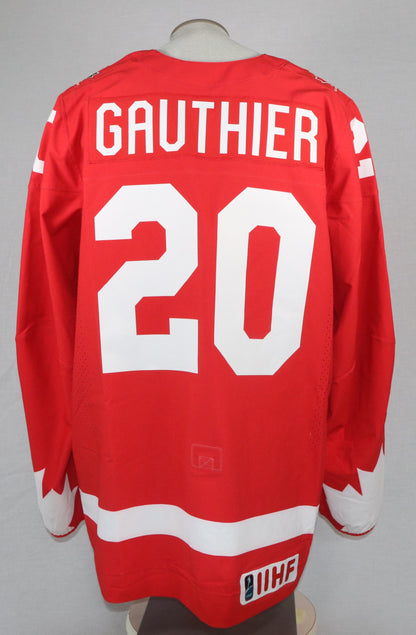 Ethan Gauthier (Tampa Bay Lightning) gilet game-used Team Canada Junior 2025