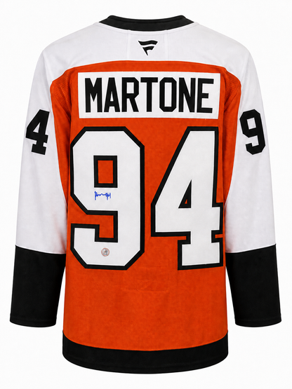 Porter Martone gilet autographié des Flyers de Philadelphie certifié AJ Sports