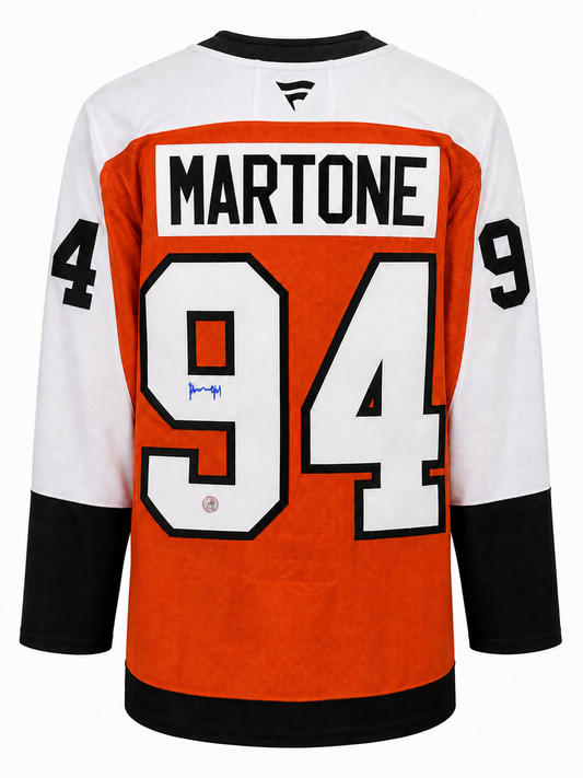 Porter Martone gilet autographié des Flyers de Philadelphie certifié AJ Sports
