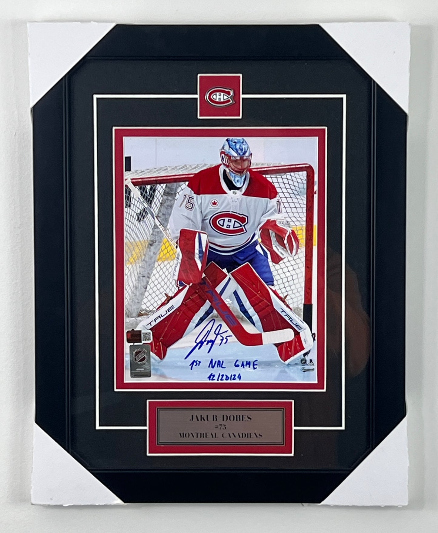 Jakub Dobes 8x10 autographed and framed Montreal Canadiens (inscribed)