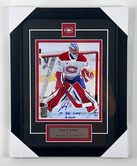 Jakub Dobes 8x10 autographed and framed Montreal Canadiens (inscribed)