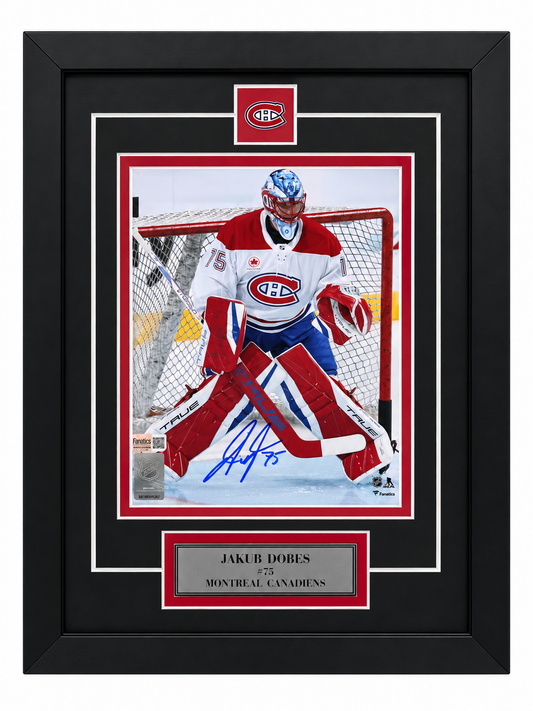 Jakub Dobes 8x10 framed with pin and plaque Montreal Canadiens