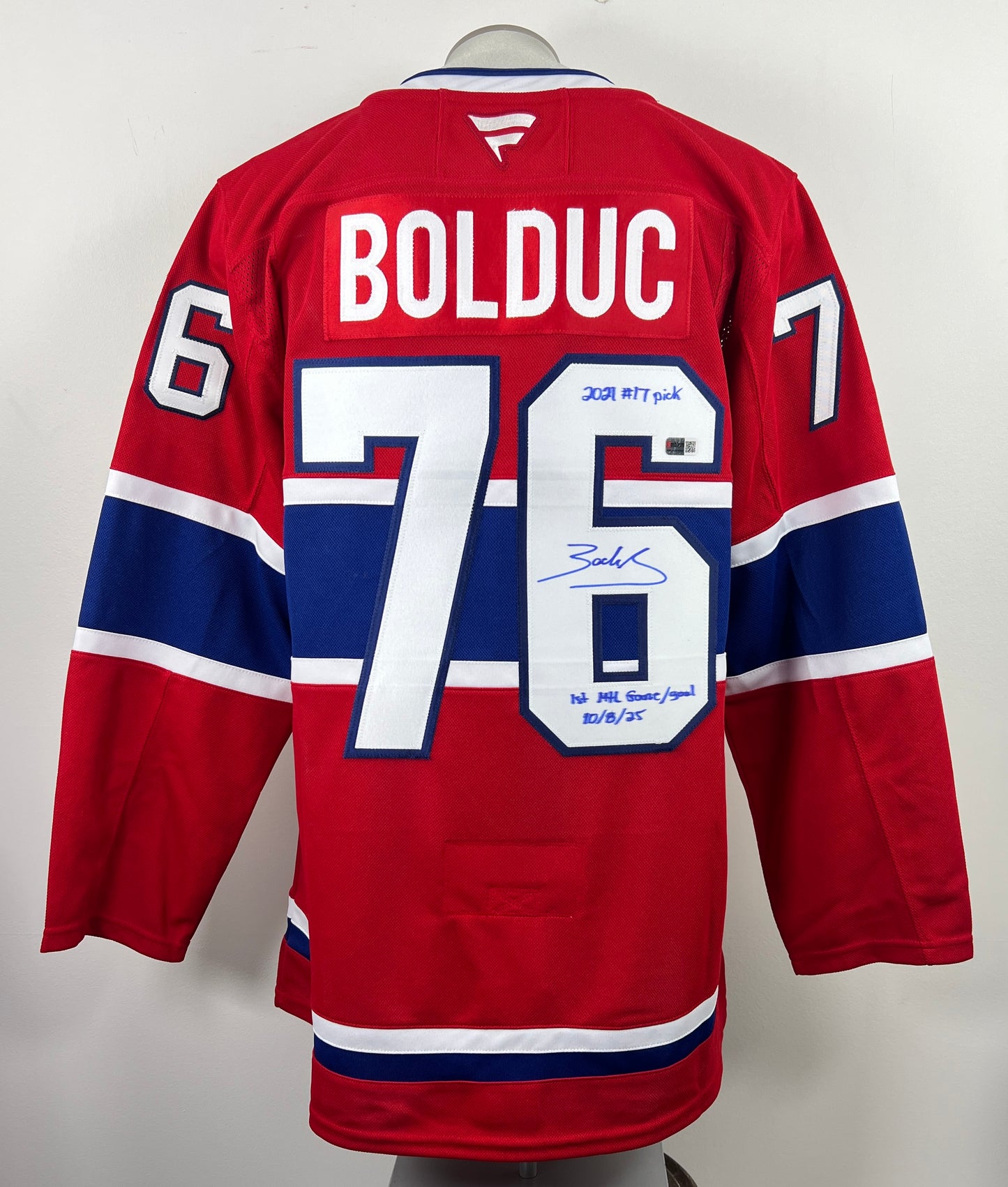 Zachary Bolduc autographed Fanatics Premium jersey with 2 inscriptions