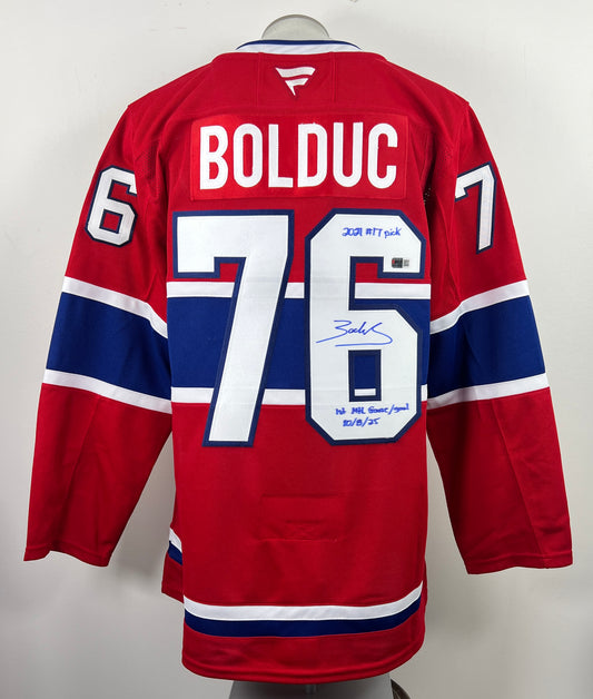 Zachary Bolduc gilet Fanatics Premium autographié avec 2 inscriptions