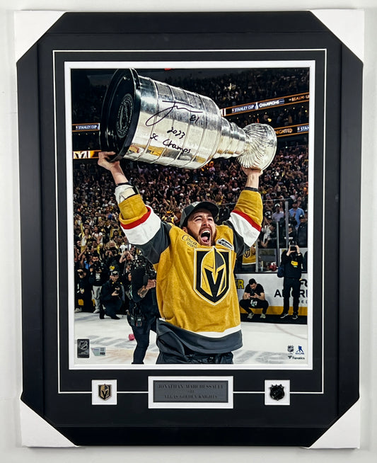 Jonathan Marchessault photo 16x20 autographed and framed with inscription 2023 SC Champs (Las Vegas)