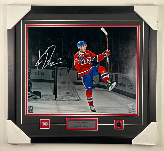 Kirby Dach autographed 16x20 framed photo CELEBRATION (Montreal Canadiens)