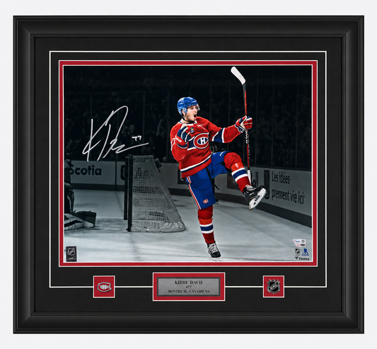Kirby Dach autographed 16x20 framed photo CELEBRATION (Montreal Canadiens)