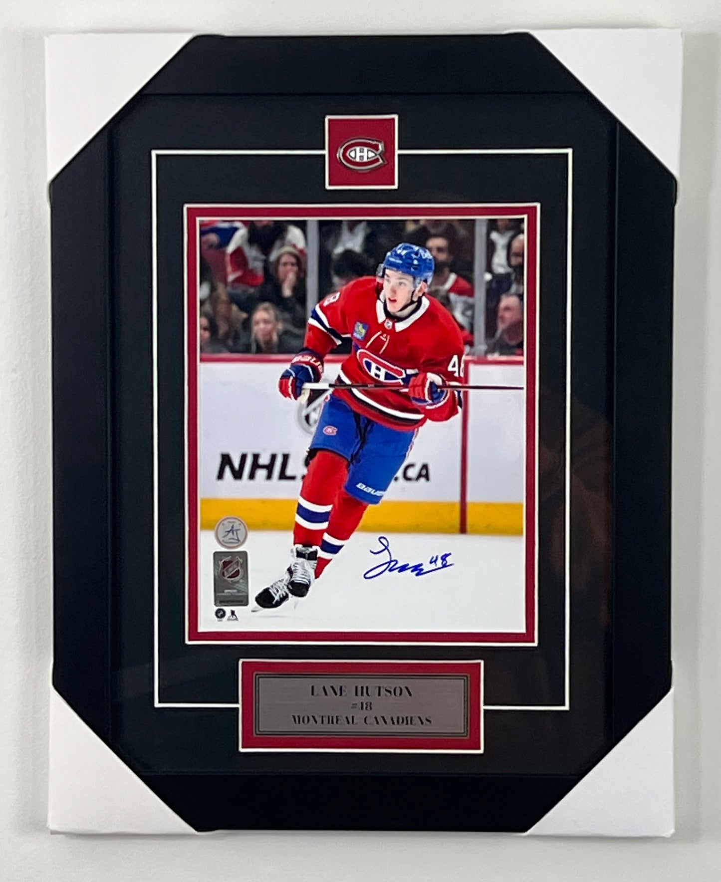 Lane Hutson framed and autographed 8x10 photo of the Montreal Canadiens