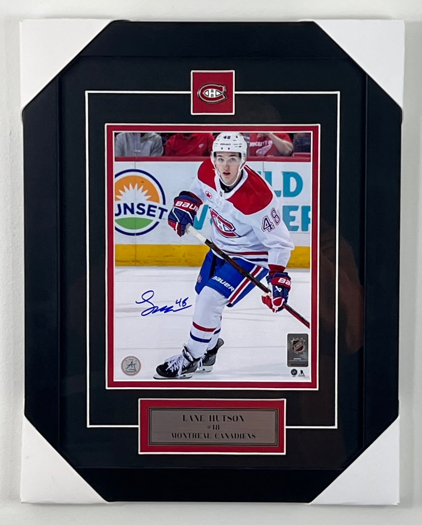 Lane Hutson framed and autographed 8x10 photo of the Montreal Canadiens