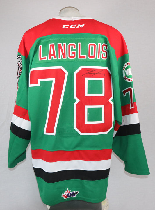 Jeremy Langlois gilet game-used des Remparts de Québec autographié (match des As de Québec)