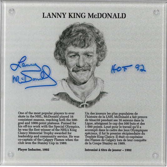 Lanny McDonald plaque HOF autographiée Flames de Calgary