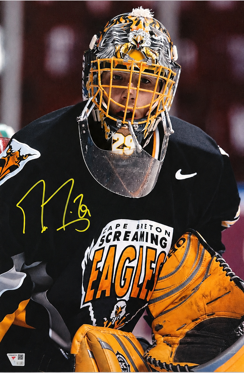 Marc-André Fleury photo 12x18 autographiée Screaming Eagles du Cap-Breton (LHJMQ) - mask