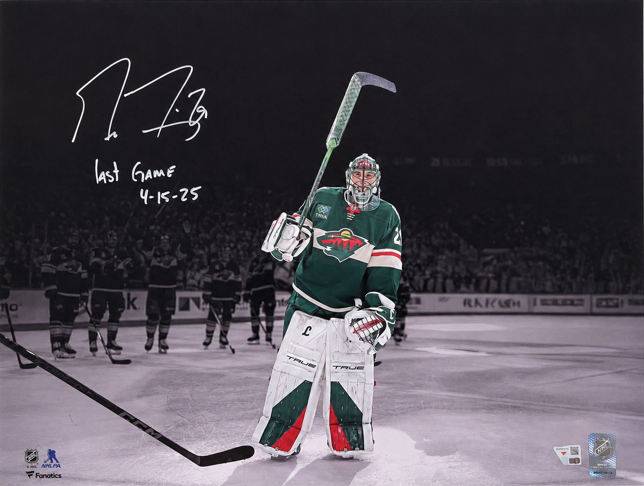 Marc-André Fleury photo 16x20 Last Game 4-15-25 Wild du Minnesota