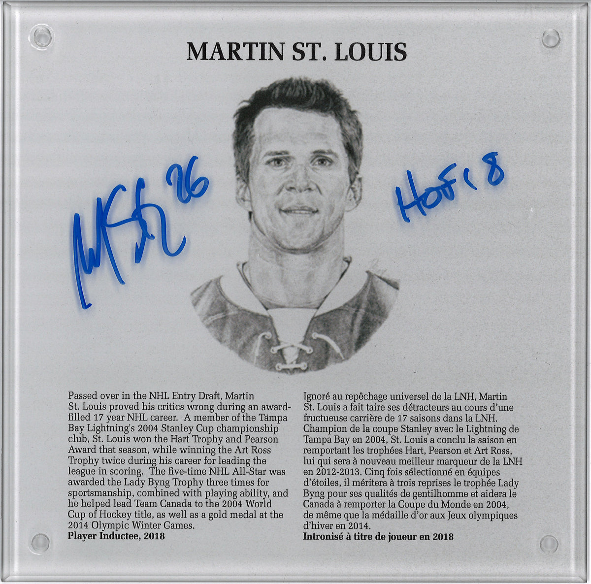 Martin St-Louis plaque HOF autographiée et certifiée Lightning de Tampa Bay