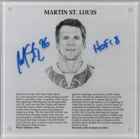 Martin St-Louis plaque HOF autographiée et certifiée Lightning de Tampa Bay