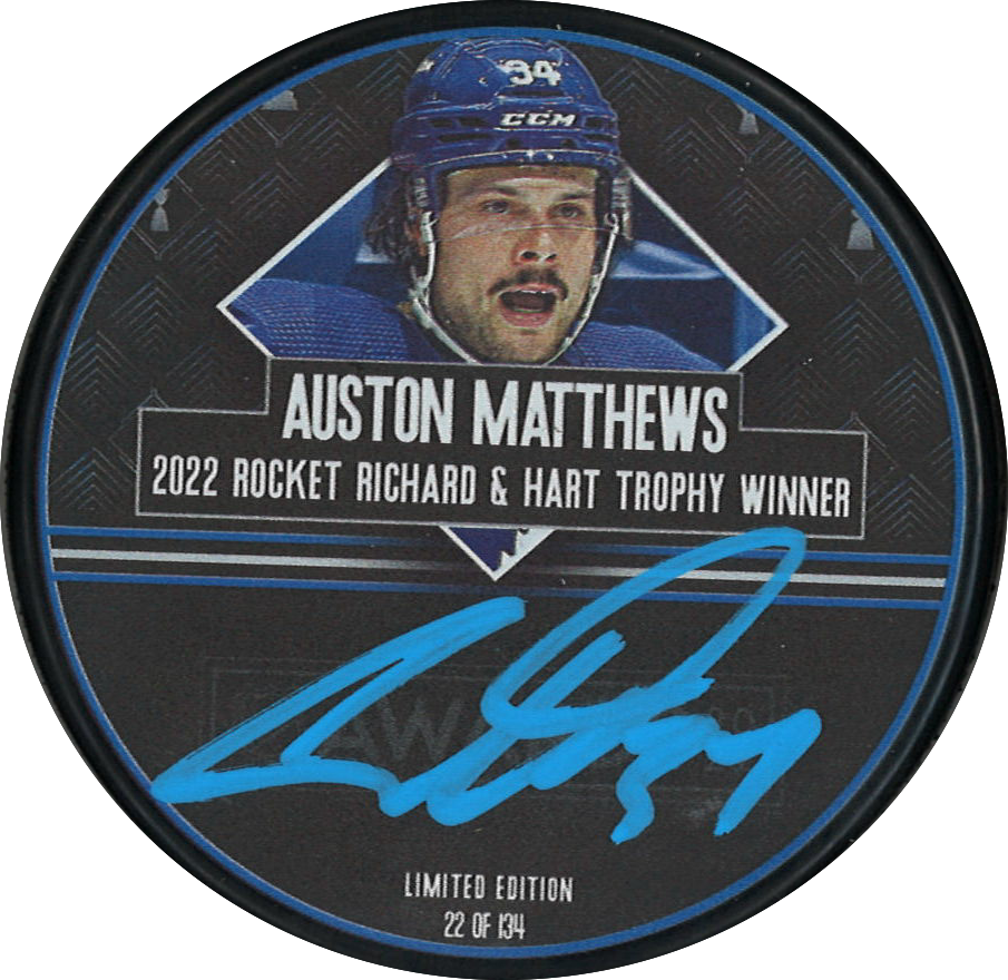 Auston Matthews Autographed Toronto Maple Leafs Puck #22/134