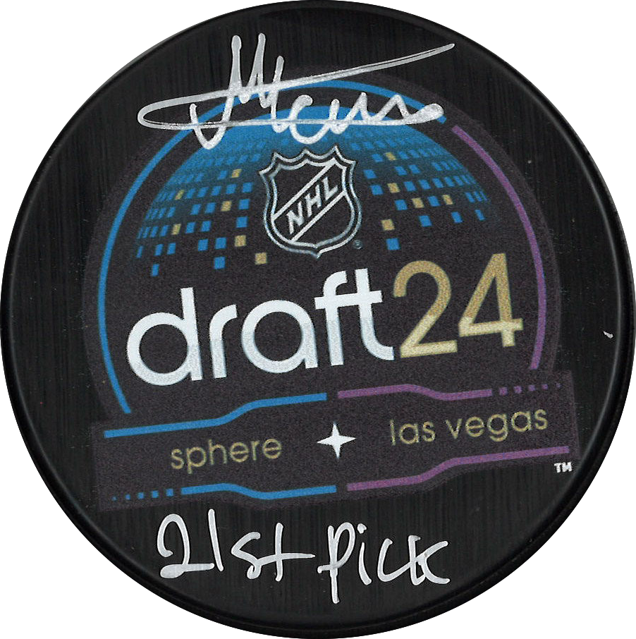 Michael Hage rondelle autographiée 2024 Las Vegas Draft Canadiens de Montréal avec inscription