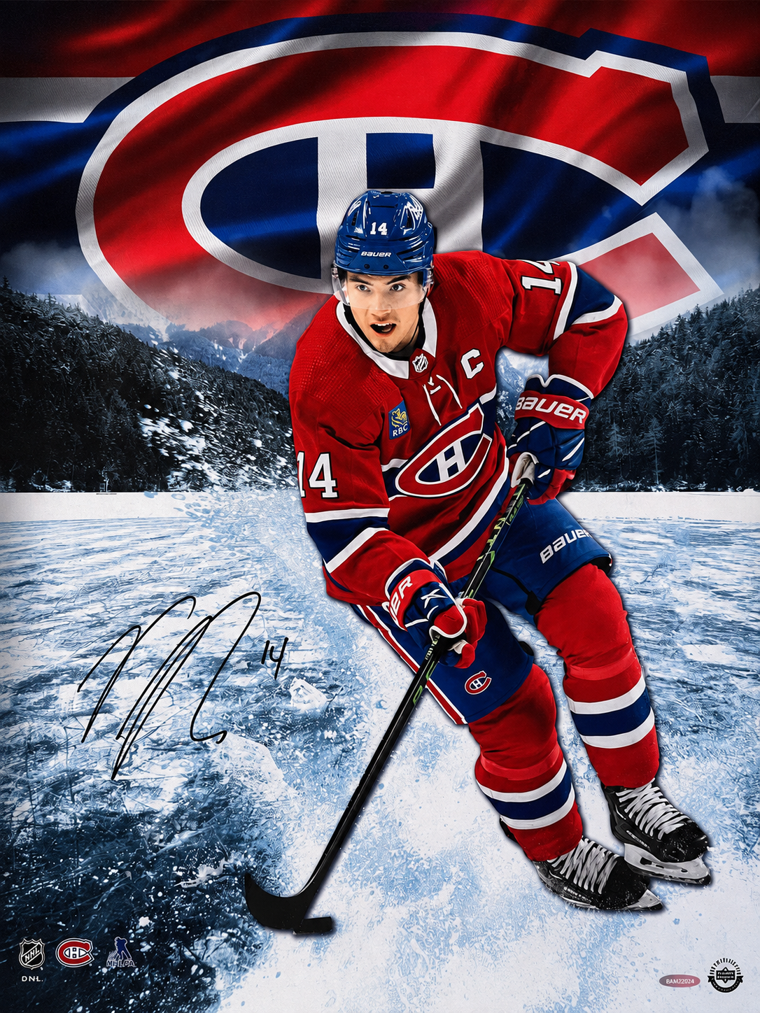 Nick Suzuki photo 20x24 autographiée par le capitaine du Canadiens de Montréal