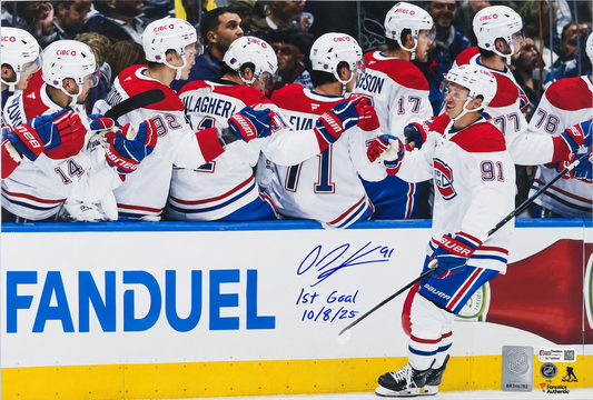 Oliver Kapanen autographed 16x20 Montreal Canadiens photo inscribed 1st Goal 10/8/25