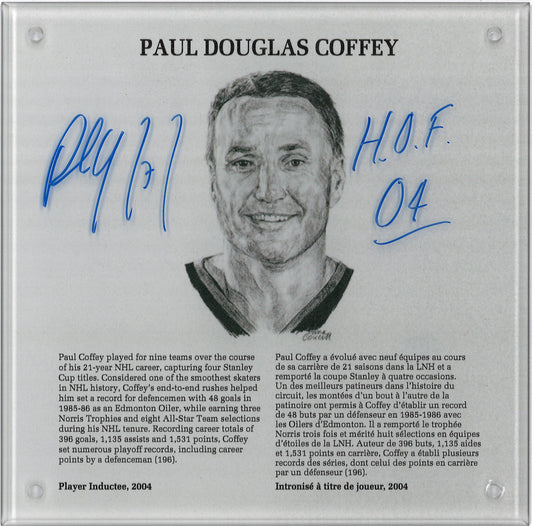 Paul Coffey plaque HOF autographiée et certifiée