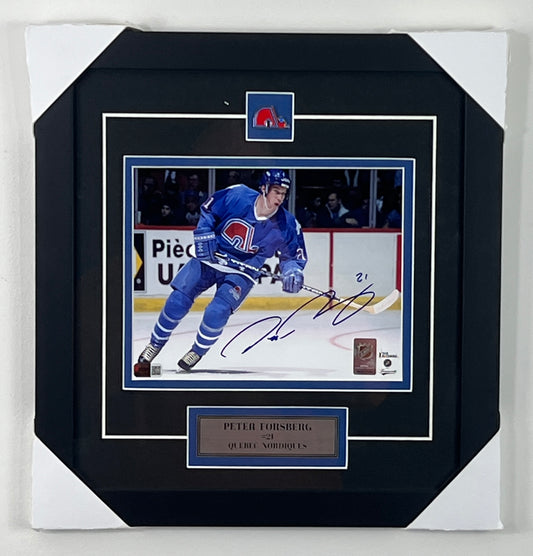 Peter Forsberg framed and autographed 8x10 photo of the Quebec Nordiques