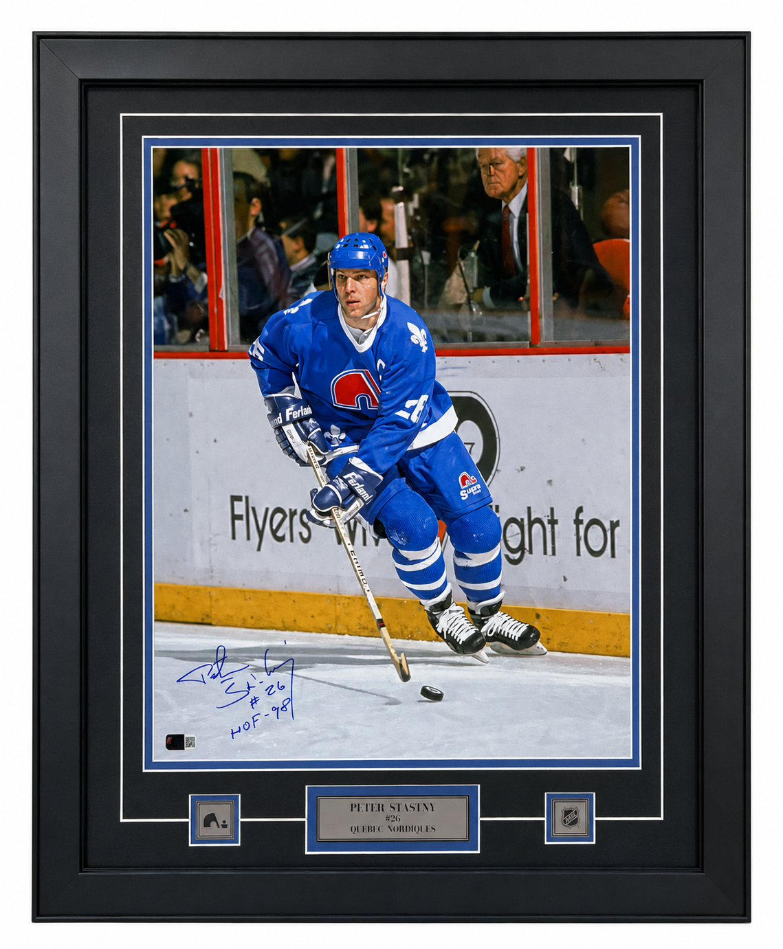 Peter Stastny photo 16x20 autographed and framed inscribed HOF 98 (Quebec Nordiques)