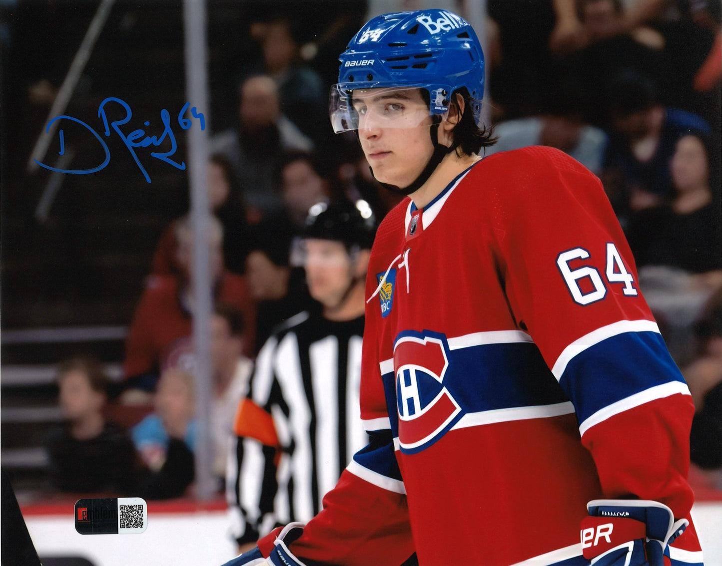 David Reinbacher 8x10 autographiée Canadiens de Montréal - closeup(2)