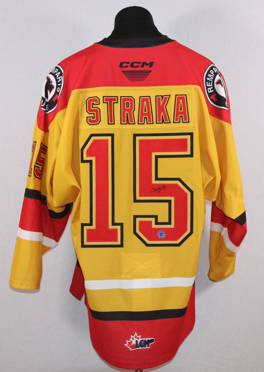 Andreas Straka gilet game-used des Remparts de Québec autographié avec certificat (match des BOYS-REMPS)