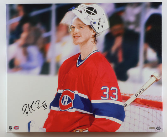 Patrick Roy canvas on wood frame autographed (Upper Deck Authenticated)