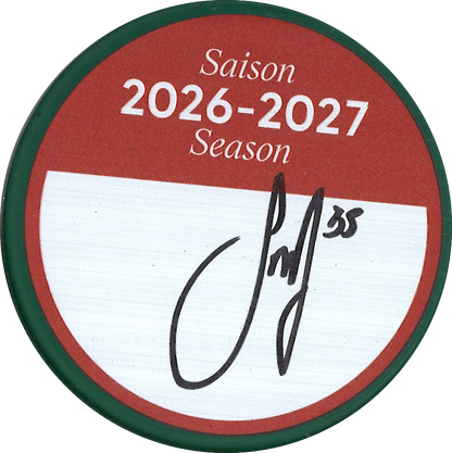 Samuel Montembeault rondelle DU TOURNOI DE GOLF 26-27 autographiée et certifiée