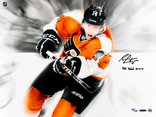 Sean Couturier photo 16x24 autographiée avec inscription certifiée Upper Deck Authenticated